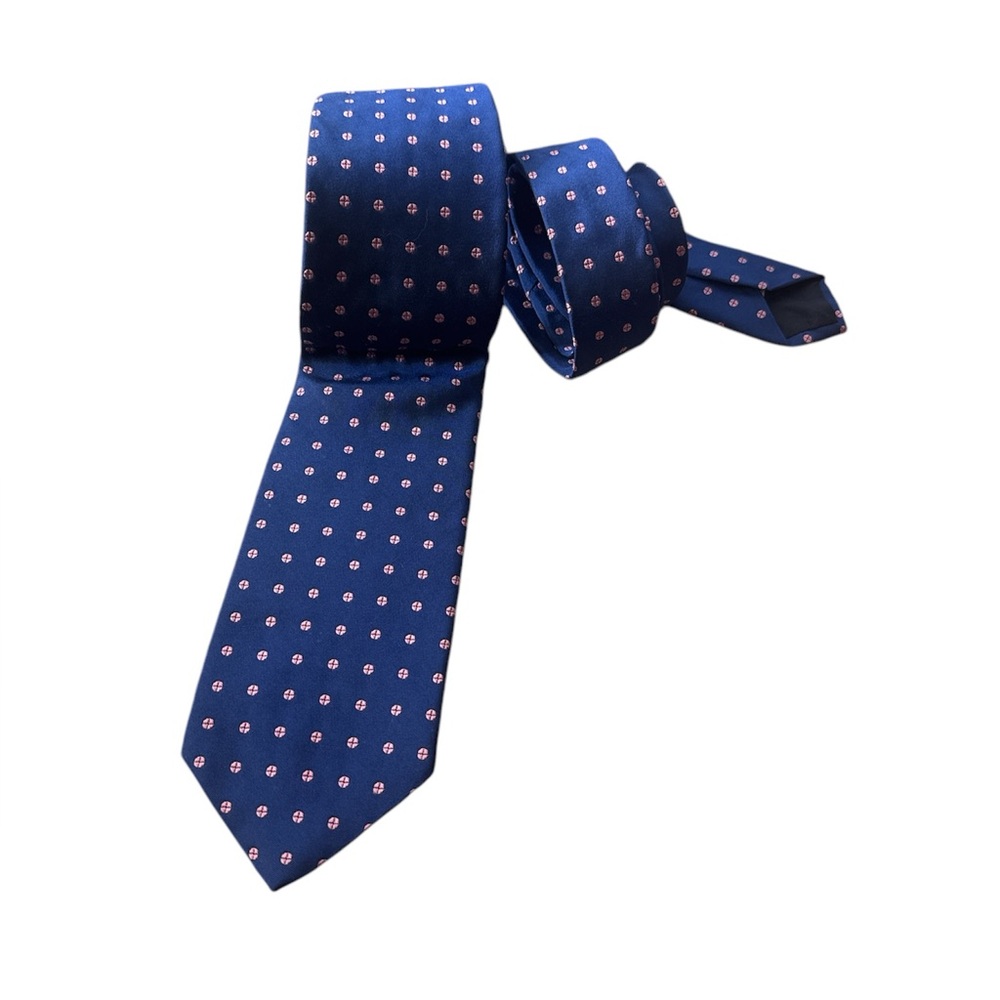 NWT 346 Brooks Brothers Pure Silk Tie Blue Pink Circles